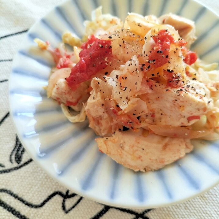 鶏むねとキャベツのトマト生姜焼き♩